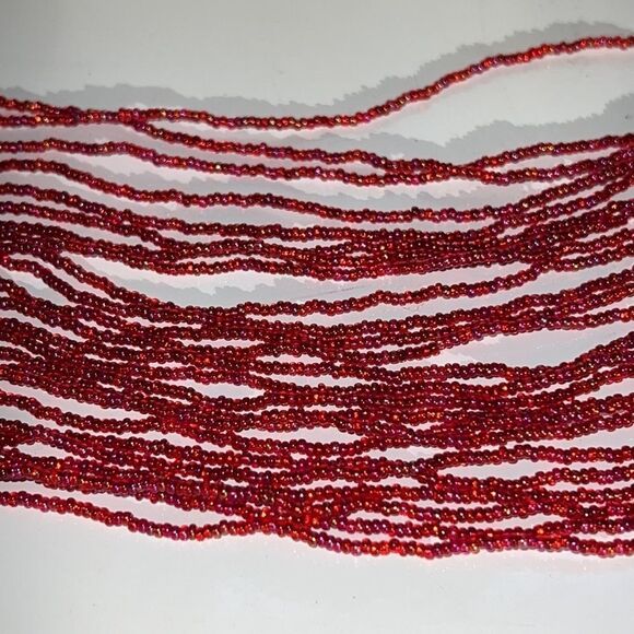 24 Strand Pill Bead Necklace - Red & Beautiful - Picture 8 of 12